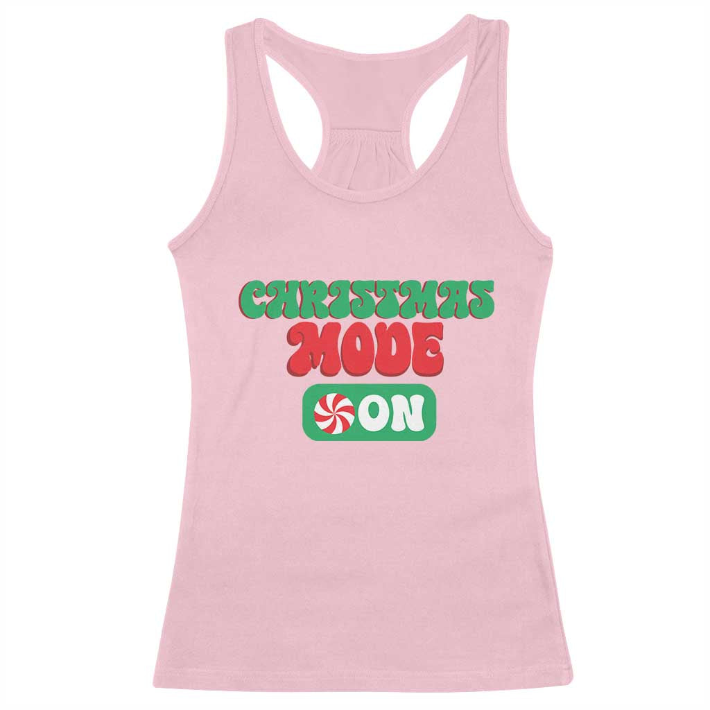 Funny Christmas Mode On Racerback Tank Top TS09 Light Pink Print Your Wear