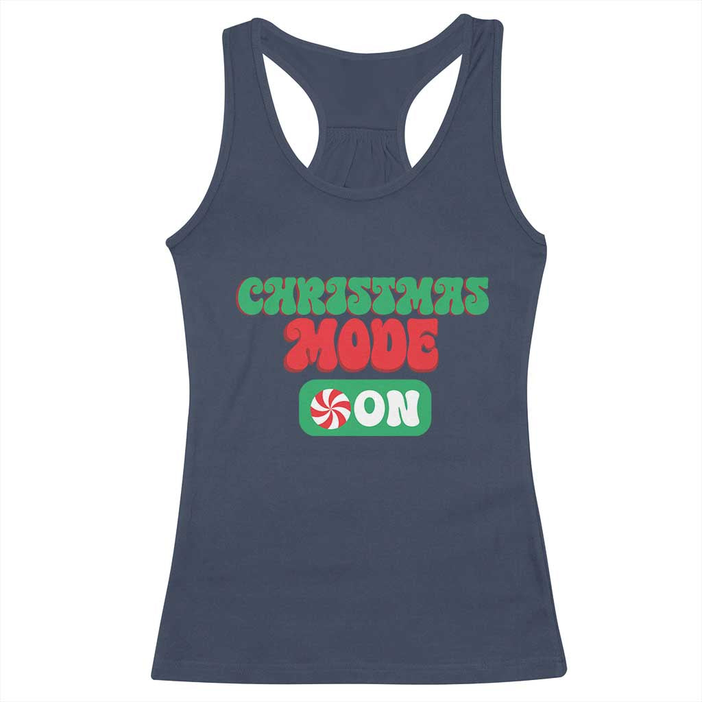 Funny Christmas Mode On Racerback Tank Top TS09 Navy Print Your Wear