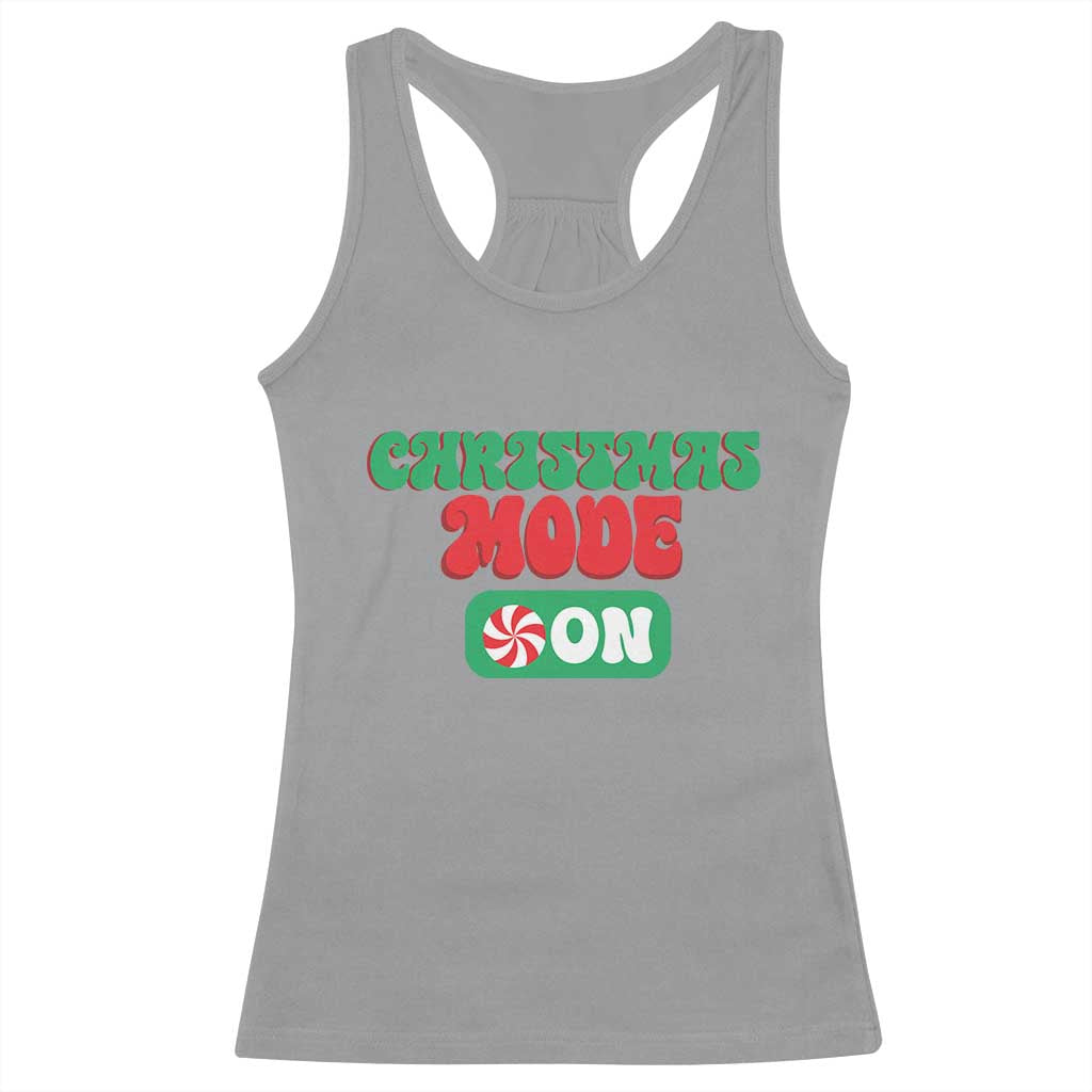 Funny Christmas Mode On Racerback Tank Top TS09 Sport Gray Print Your Wear