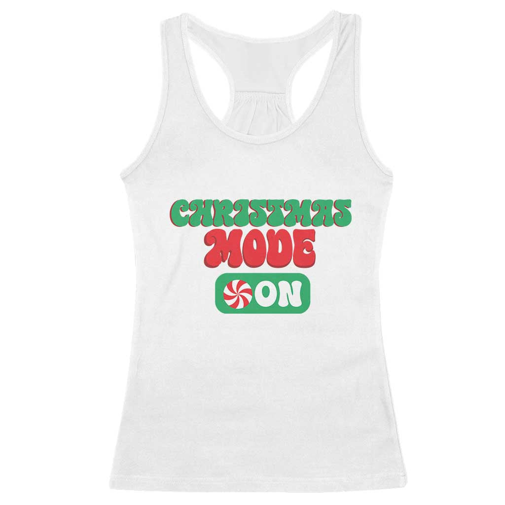 Funny Christmas Mode On Racerback Tank Top TS09 White Print Your Wear