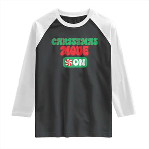 Funny Christmas Mode On Raglan Shirt TS09 Black White Print Your Wear