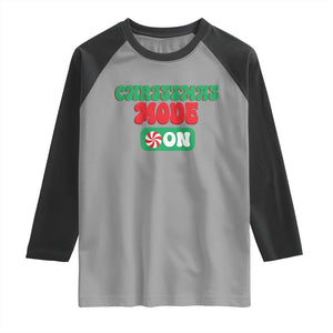 Funny Christmas Mode On Raglan Shirt TS09 Sport Gray Black Print Your Wear