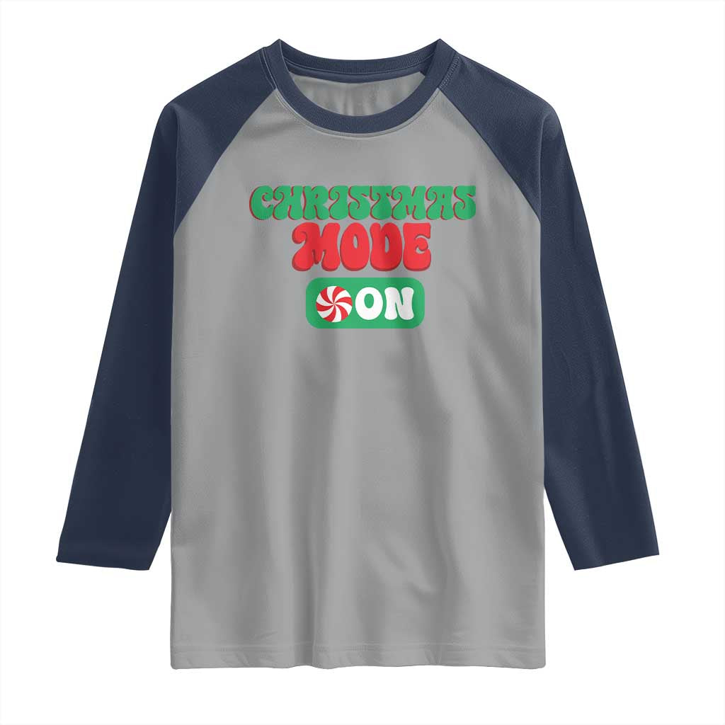 Funny Christmas Mode On Raglan Shirt TS09 Sport Gray Navy Print Your Wear
