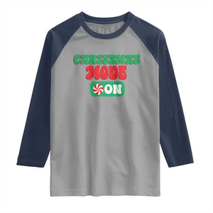 Funny Christmas Mode On Raglan Shirt TS09 Sport Gray Navy Print Your Wear