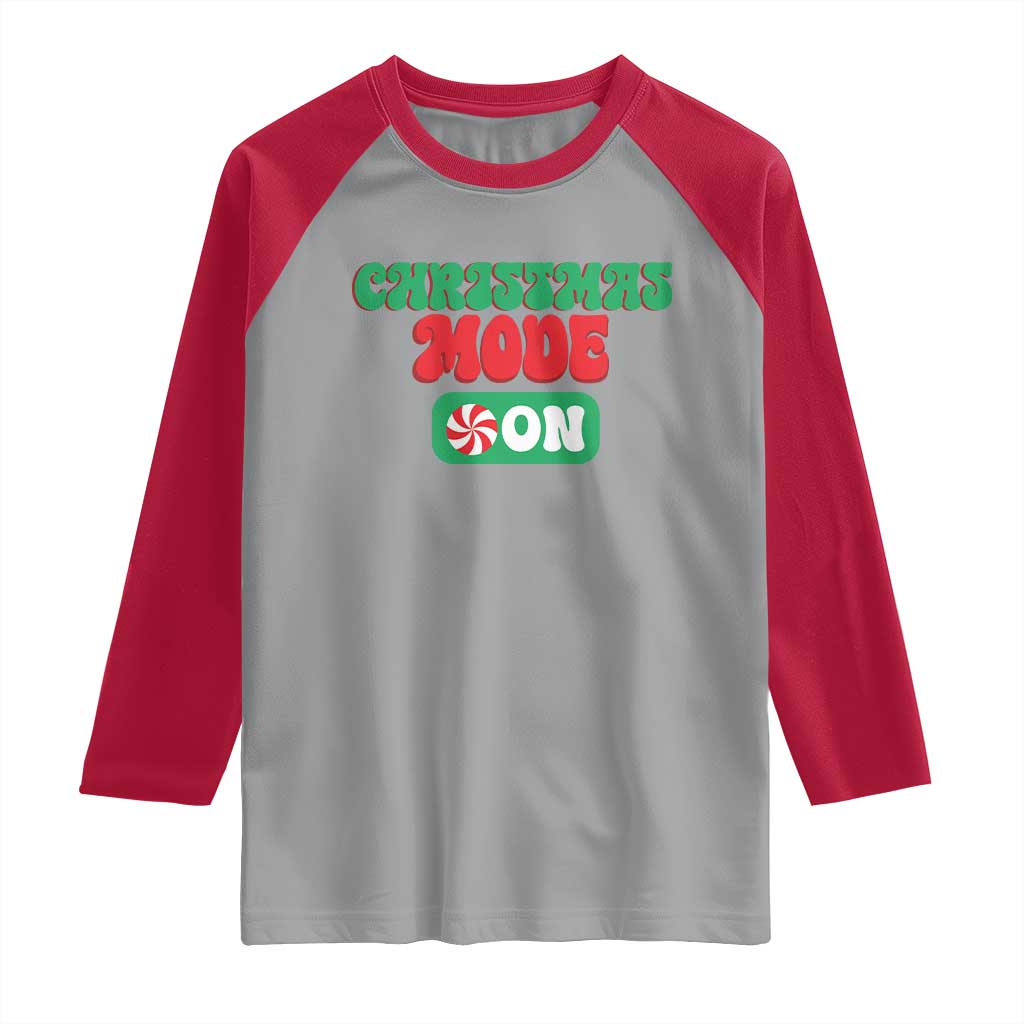 Funny Christmas Mode On Raglan Shirt TS09 Sport Gray Red Print Your Wear