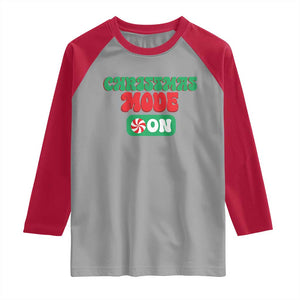 Funny Christmas Mode On Raglan Shirt TS09 Sport Gray Red Print Your Wear