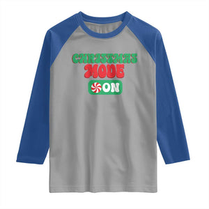 Funny Christmas Mode On Raglan Shirt TS09 Sport Gray Royal Print Your Wear