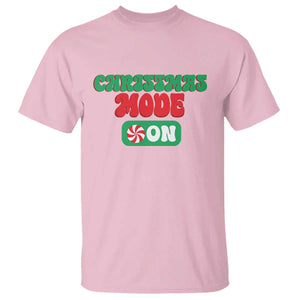 Funny Christmas Mode On T Shirt TS09 Light Pink Print Your Wear