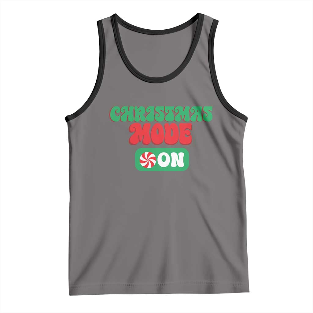 Funny Christmas Mode On Tank Top TS09 Deep Heather Black Print Your Wear