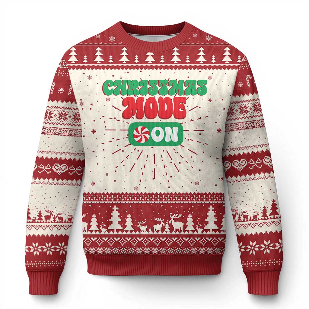Funny Christmas Mode On Ugly Christmas Sweater TS09 Red Print Your Wear