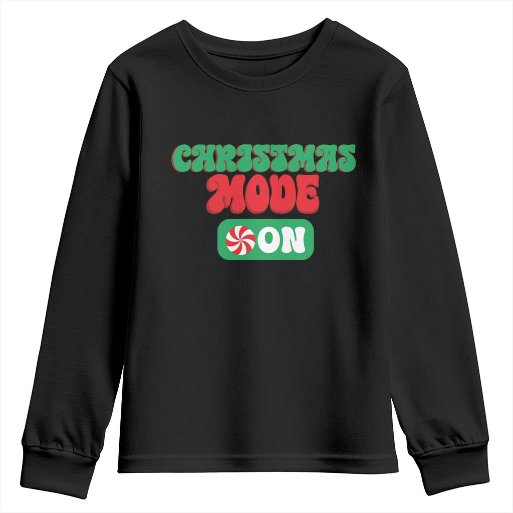 Funny Christmas Mode On Youth Sweatshirt TS09 Black Print Your Wear
