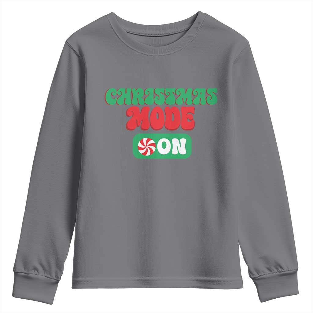 Funny Christmas Mode On Youth Sweatshirt TS09 Charcoal Print Your Wear