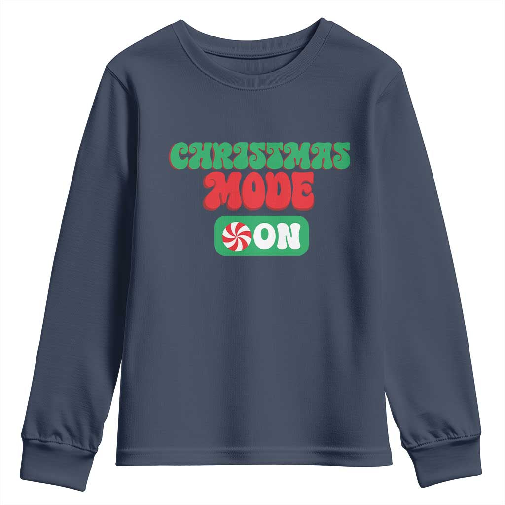 Funny Christmas Mode On Youth Sweatshirt TS09 Navy Print Your Wear