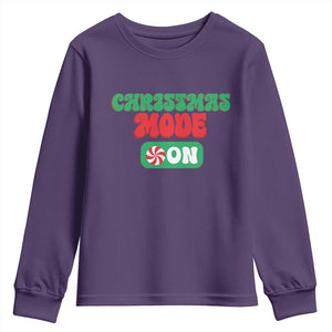 Funny Christmas Mode On Youth Sweatshirt TS09 Purple Print Your Wear