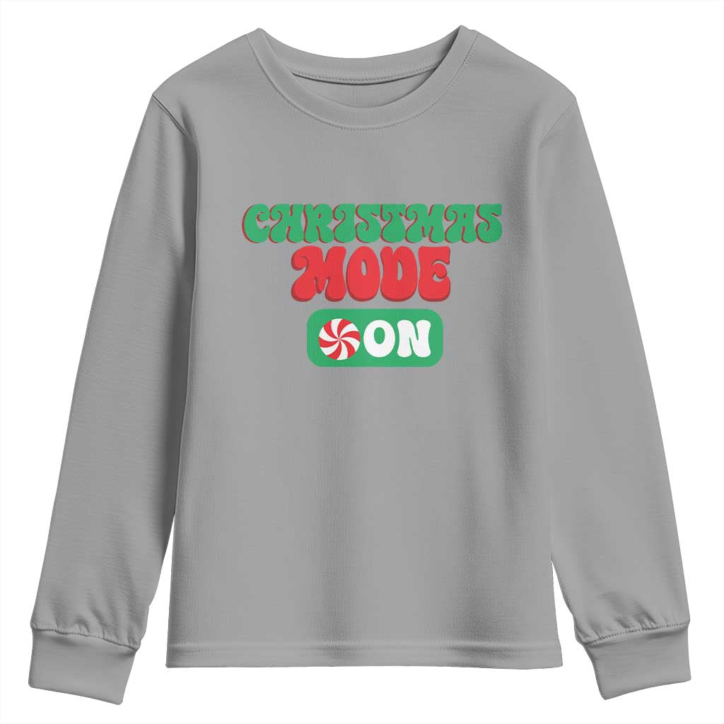 Funny Christmas Mode On Youth Sweatshirt TS09 Sport Gray Print Your Wear