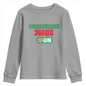 Funny Christmas Mode On Youth Sweatshirt TS09 Sport Gray Print Your Wear