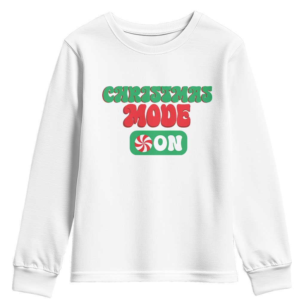 Funny Christmas Mode On Youth Sweatshirt TS09 White Print Your Wear