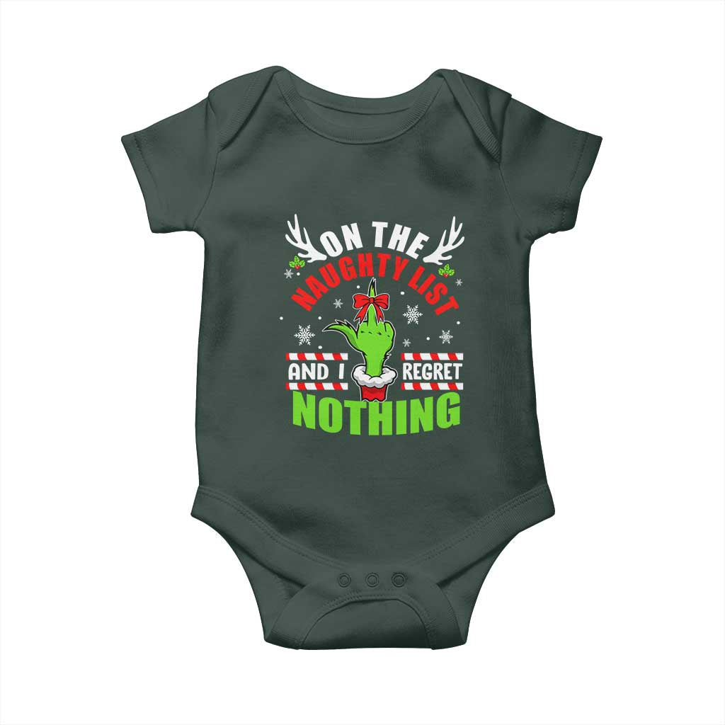 Funny Christmas Baby Onesie On The List Of Naughty And I Regret Nothing TS09 Print Your Wear