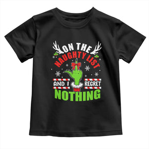 Funny Christmas Baby Shirt On The List Of Naughty And I Regret Nothing TS09 Black Print Your Wear