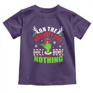 Funny Christmas Baby Shirt On The List Of Naughty And I Regret Nothing TS09 Purple Print Your Wear