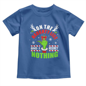 Funny Christmas Baby Shirt On The List Of Naughty And I Regret Nothing TS09 Royal Blue Print Your Wear