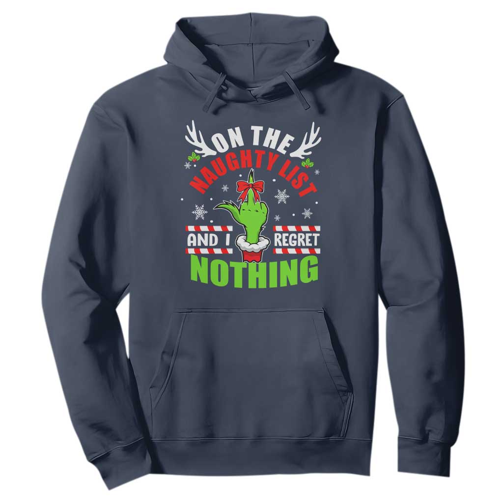 Funny Christmas Hoodie On The List Of Naughty And I Regret Nothing TS09 Navy Print Your Wear