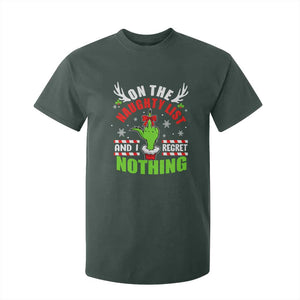 Funny Christmas T Shirt For Kid On The List Of Naughty And I Regret Nothing TS09 Dark Forest Green Print Your Wear
