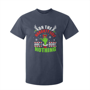 Funny Christmas T Shirt For Kid On The List Of Naughty And I Regret Nothing TS09 Navy Print Your Wear
