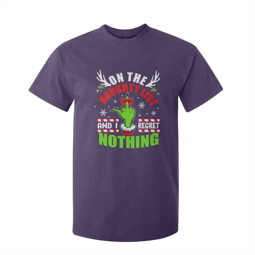 Funny Christmas T Shirt For Kid On The List Of Naughty And I Regret Nothing TS09 Purple Print Your Wear