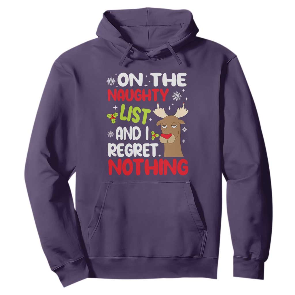 Funny Christmas Hoodie On The List Of Naughty And I Regret Nothing Reindeer TS09 Purple Print Your Wear