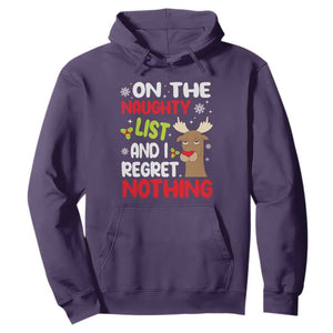 Funny Christmas Hoodie On The List Of Naughty And I Regret Nothing Reindeer TS09 Purple Print Your Wear