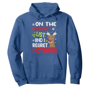 Funny Christmas Hoodie On The List Of Naughty And I Regret Nothing Reindeer TS09 Royal Blue Print Your Wear