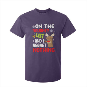 Funny Christmas T Shirt For Kid On The List Of Naughty And I Regret Nothing Reindeer TS09 Purple Print Your Wear
