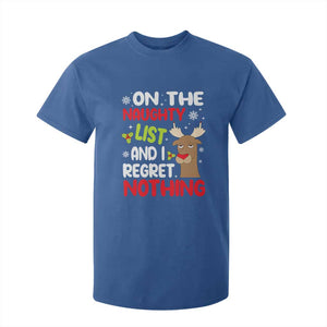 Funny Christmas T Shirt For Kid On The List Of Naughty And I Regret Nothing Reindeer TS09 Royal Blue Print Your Wear