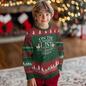 Funny Xmas Ugly Christmas Sweater On The List Of Naughty And I Regret Nothing Middle Finger TS09 Christmas Print Your Wear