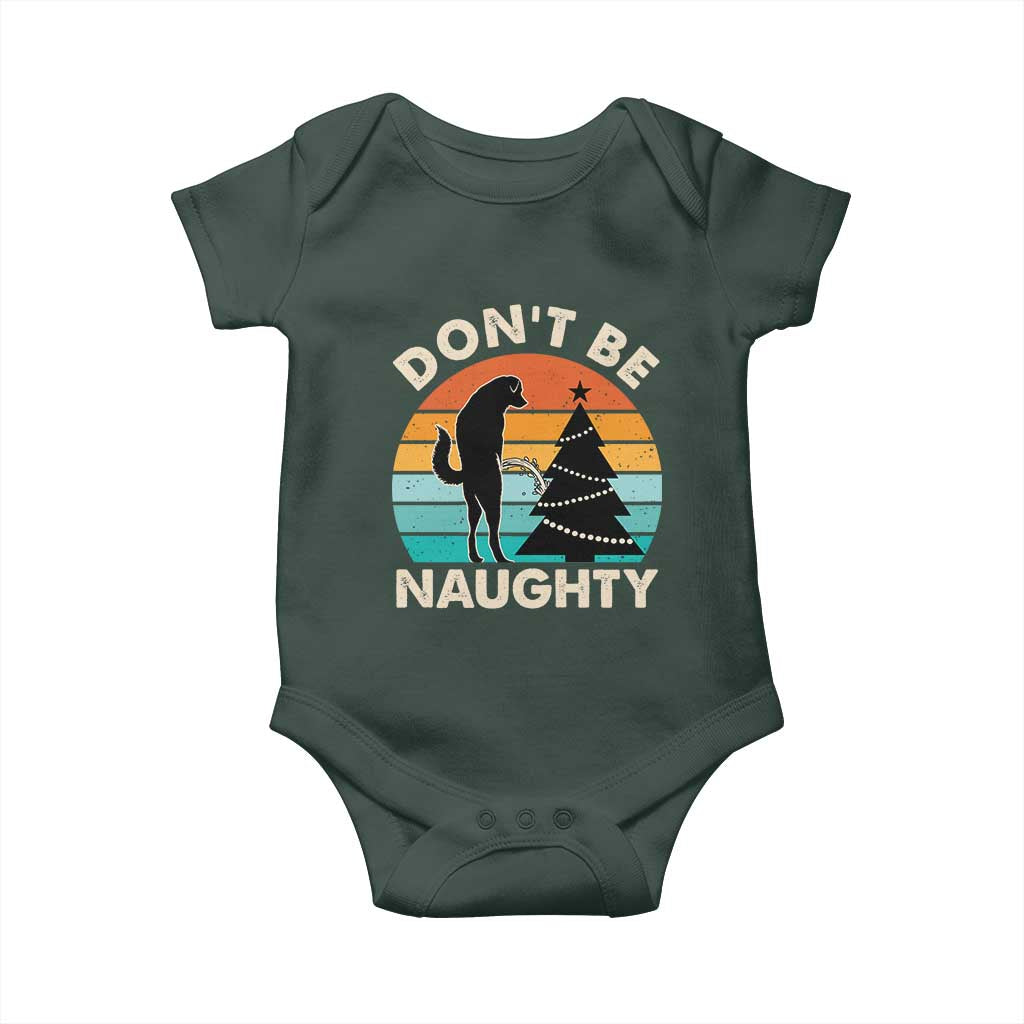 Funny Xmas Baby Onesie Don't Be Naughty Dog Peeing Christmas Tree TS09 Print Your Wear