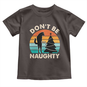 Funny Xmas Baby Shirt Don't Be Naughty Dog Peeing Christmas Tree TS09 Dark Chocolate Print Your Wear