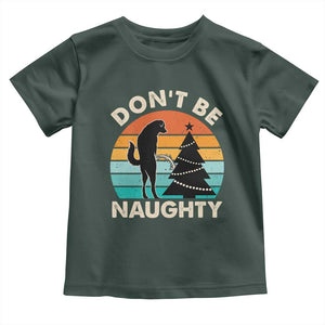 Funny Xmas Baby Shirt Don't Be Naughty Dog Peeing Christmas Tree TS09 Dark Forest Green Print Your Wear