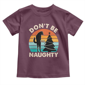 Funny Xmas Baby Shirt Don't Be Naughty Dog Peeing Christmas Tree TS09 Maroon Print Your Wear