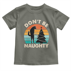 Funny Xmas Baby Shirt Don't Be Naughty Dog Peeing Christmas Tree TS09 Military Green Print Your Wear