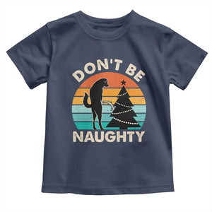 Funny Xmas Baby Shirt Don't Be Naughty Dog Peeing Christmas Tree TS09 Navy Print Your Wear