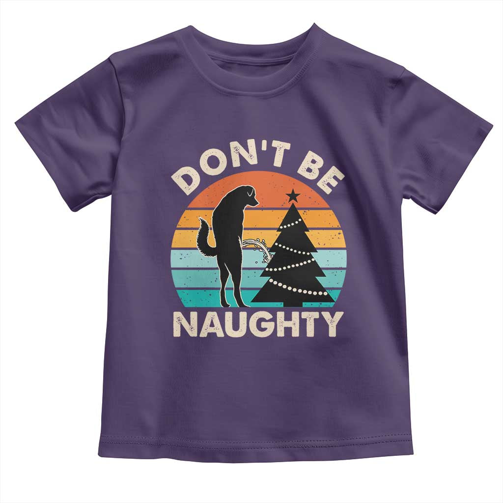 Funny Xmas Baby Shirt Don't Be Naughty Dog Peeing Christmas Tree TS09 Purple Print Your Wear