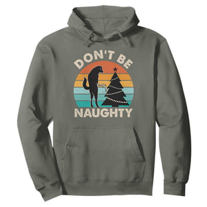 Funny Xmas Hoodie Don't Be Naughty Dog Peeing Christmas Tree TS09 Military Green Print Your Wear