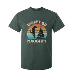 Funny Xmas T Shirt For Kid Don't Be Naughty Dog Peeing Christmas Tree TS09 Dark Forest Green Print Your Wear