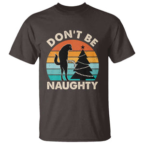 Funny Xmas T Shirt Don't Be Naughty Dog Peeing Christmas Tree TS09 Dark Chocolate Print Your Wear