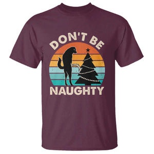 Funny Xmas T Shirt Don't Be Naughty Dog Peeing Christmas Tree TS09 Maroon Print Your Wear
