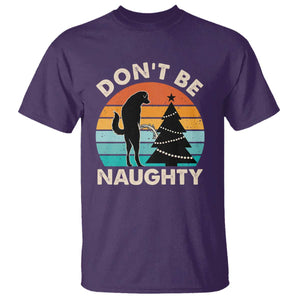 Funny Xmas T Shirt Don't Be Naughty Dog Peeing Christmas Tree TS09 Purple Print Your Wear