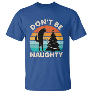 Funny Xmas T Shirt Don't Be Naughty Dog Peeing Christmas Tree TS09 Royal Blue Print Your Wear