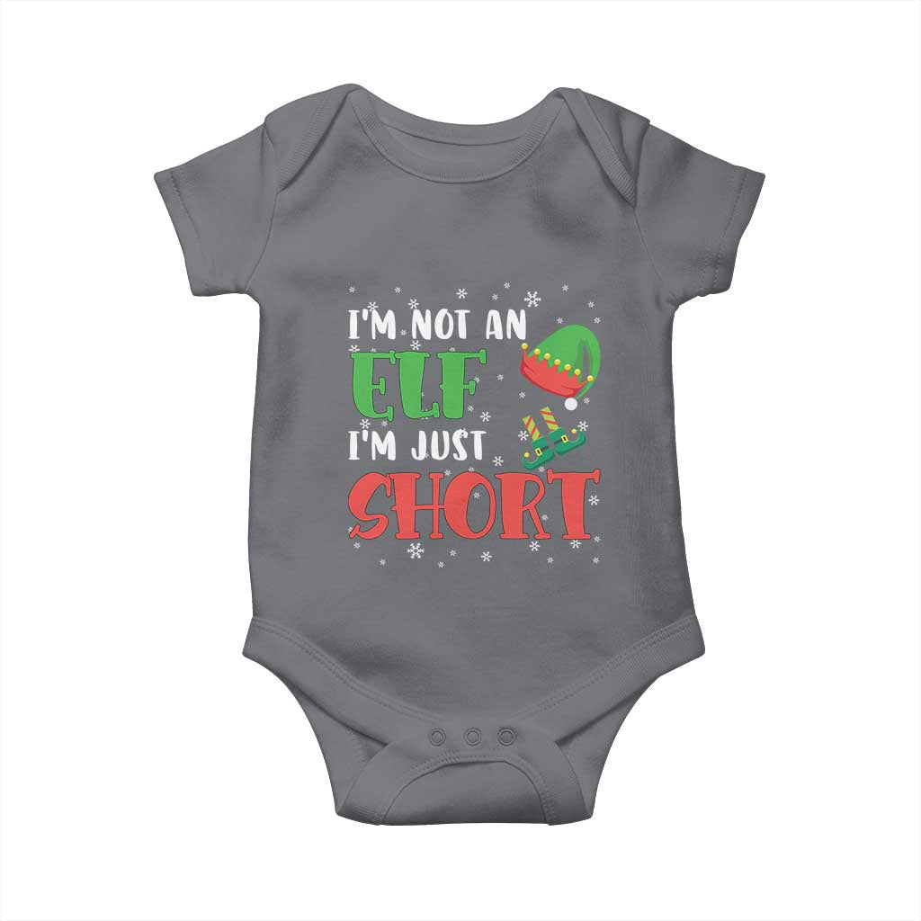 Funny Christmas Baby Onesie Im Not An Elf Just Short TS09 Charcoal Print Your Wear