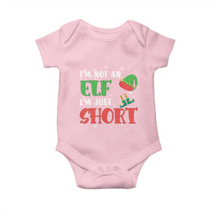 Funny Christmas Baby Onesie Im Not An Elf Just Short TS09 Light Pink Print Your Wear